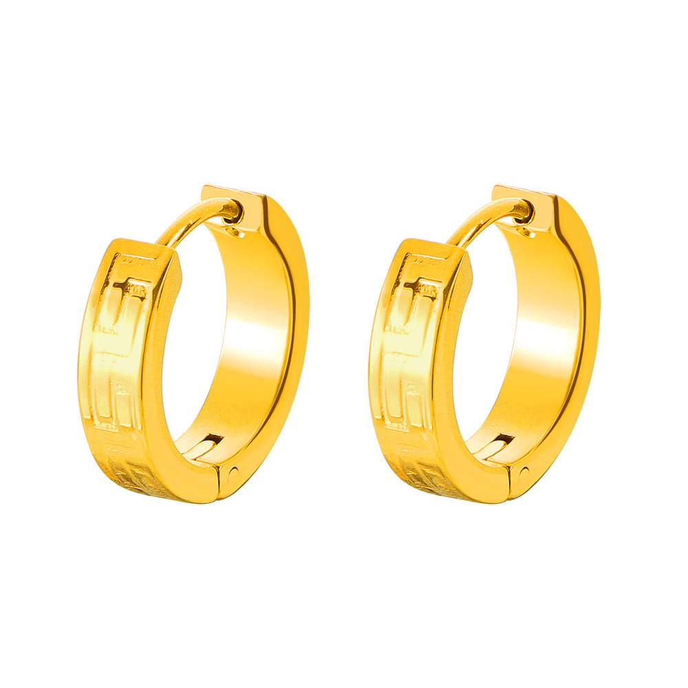 The 2025 new Great Wall pattern ear buckles are made of stainless steel with three-dimensional Roman patterns and geometric designs. They are simple, fashionable and cold, exuding a sense of sophistication Item Picture