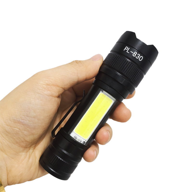 跨境白激光内置电池手电筒华为强光户外充电超亮手电筒变焦远射详情图1