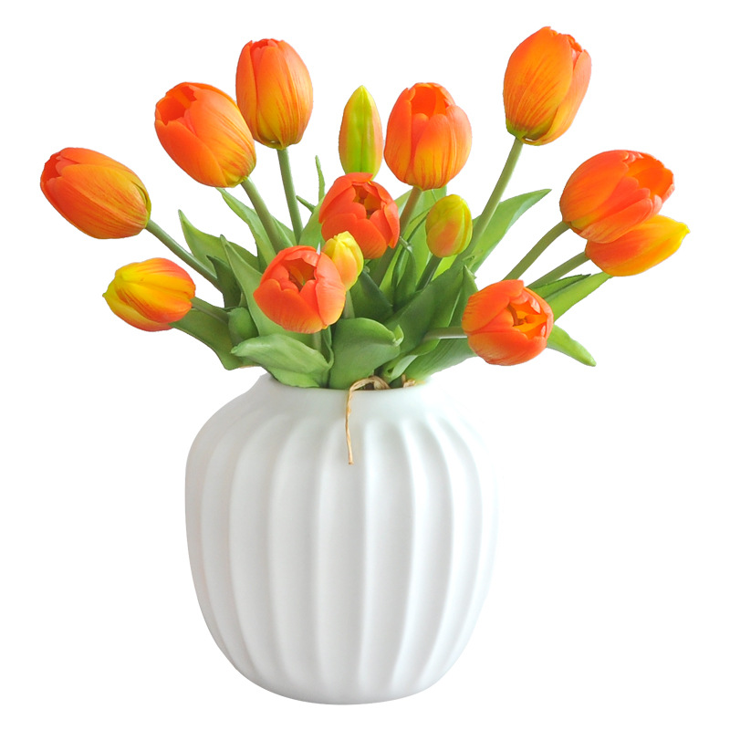 5 short-stem tulip artificial flower bouquets for home decoration and Ins-style photo props, soft rubber tulip artificial flowers Item Picture