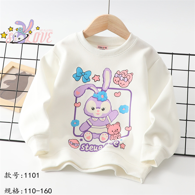Wholesale of 2022 autumn children's clothing, girls' cartoon rabbit full-print round-neck shirts, Korean-style casual pullovers and sweatshirts for big kids Specification image