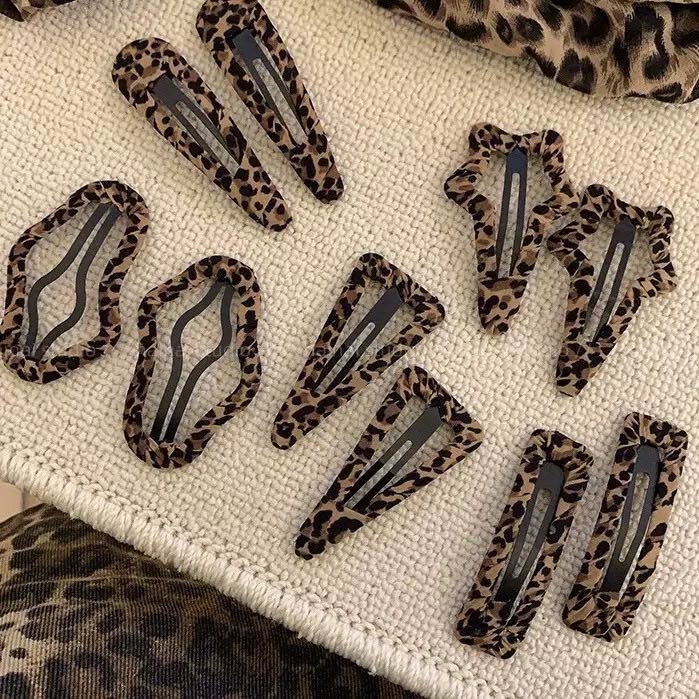 复古气质豹纹发夹bb夹女前额碎发刘海边夹后脑勺新款发卡头饰