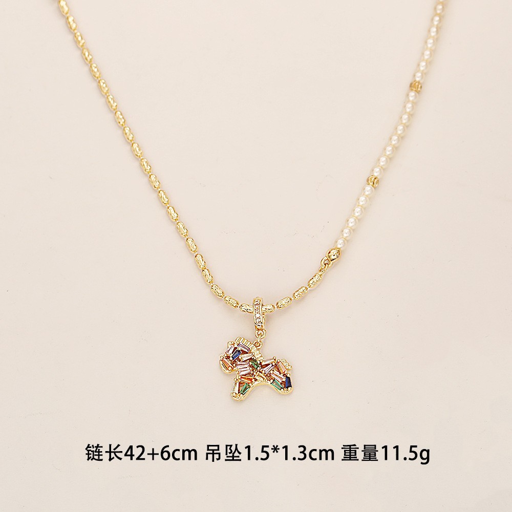 24K copper-plated colored little horse pendant necklace, new Chinese-style high-end fashion stud earrings, Chinese-style accessories pic 2