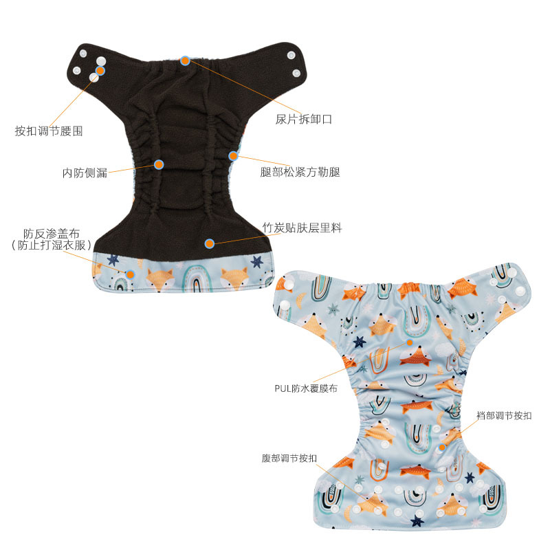 新生儿尿裤可洗宝宝尿布裤0-6个月婴儿卡通印花竹炭防漏透气内裤详情图3