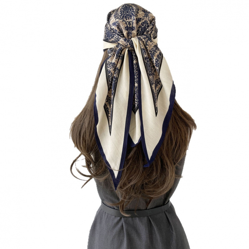 Thousand-bird checkered silk scarves, triangular scarves, scarves, versatile suits, decorative neckerchiefs, multi-functional small shawls, silk scarves, curtain belts Item Picture