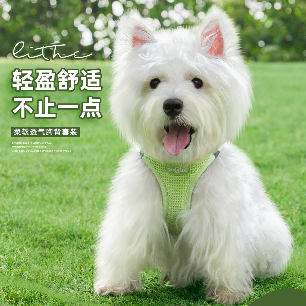 New pet leash, anti-escape pet chest and back strap, soft and breathable vest style dog chest and back wholesale