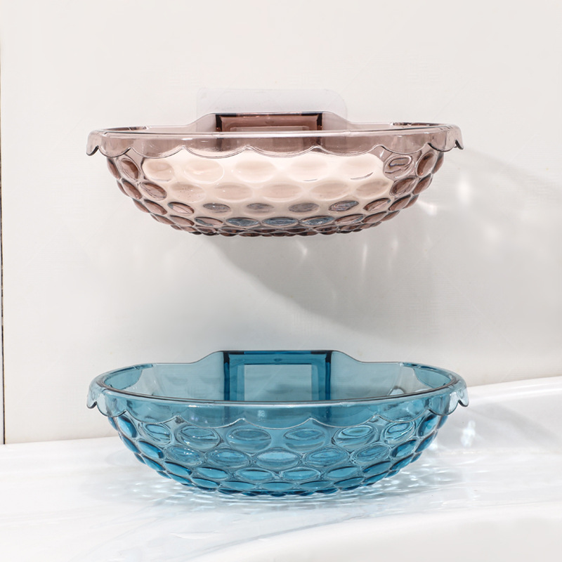 Transparent soap box, shell transparent, non-perforating, adhesive type household draining plastic bathroom washbasin soap box Application Scenario