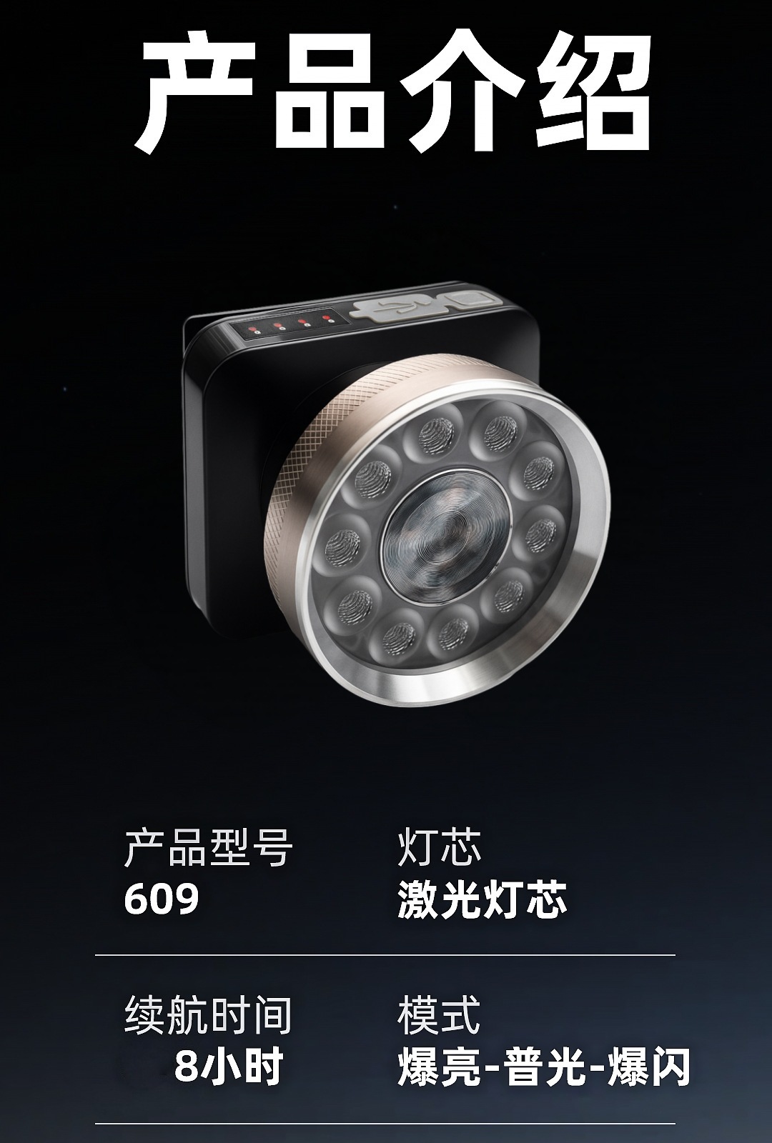 双光源远近一体超亮头灯超灯头戴充电长续航户外新款矿灯远射照明详情2