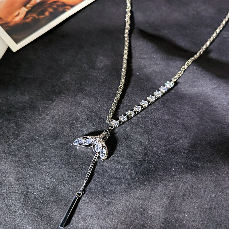 卡铂雅精致鱼尾拼接毛衣链2022年初秋新款项链小众轻奢锁骨链气质