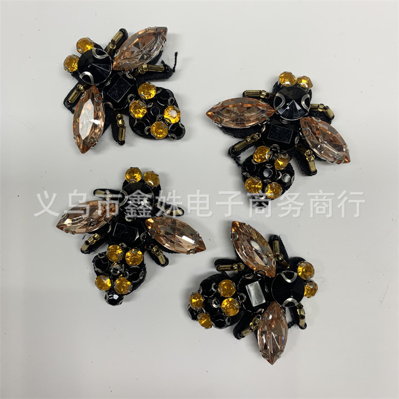 昆虫小蜜蜂刺绣手工布贴 DIY胸针服装服饰配件图