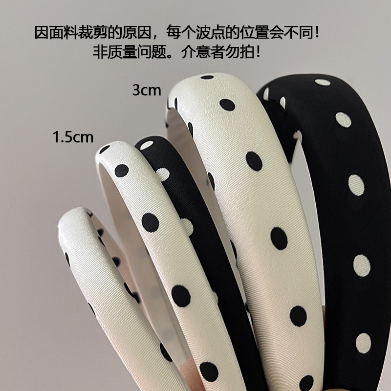 Headband Vintage Polka-Dot Sponge High Cranio-Top Pressure Headband Hairpin French Ins All-In-One Style Face Wash Headpiece details Picture