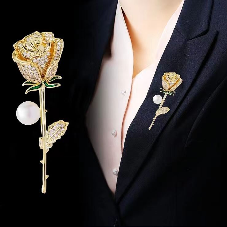 New Mother's Day Gift Rose Brooch Suit Sweater Accessories High Grade Flower Pin High Grade Corsage
