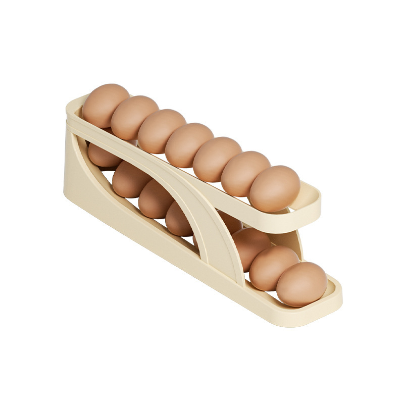 滑梯式鸡蛋盒冰箱侧门专用双层自动滚蛋器厨房台面防摔鸡蛋收纳盒详情图5