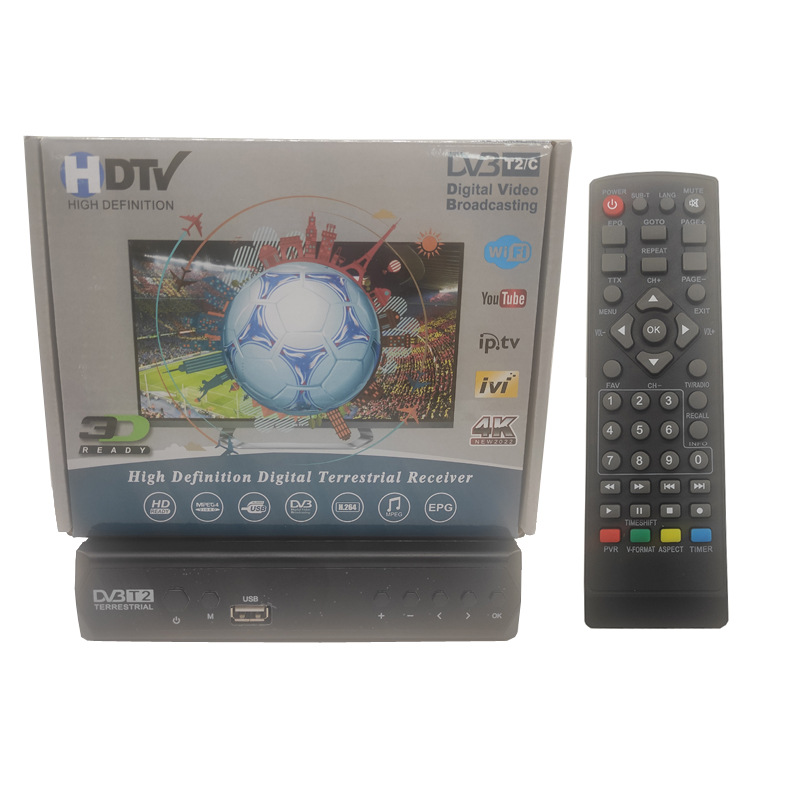 跨境现货DVB-T2印尼WiFi数字电视地面波T2机顶盒俄罗斯非洲中亚