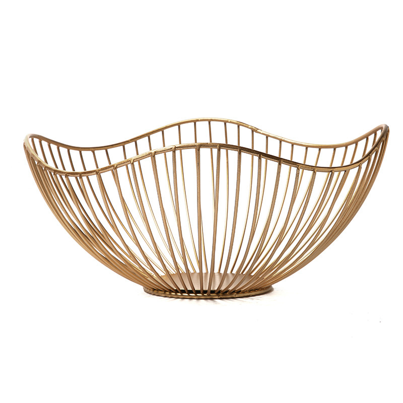 Creative lotus leaf ironwork fruit baskets, living room home desktop storage baskets, Nordic fruit draining baskets of different heights wholesale Item Picture