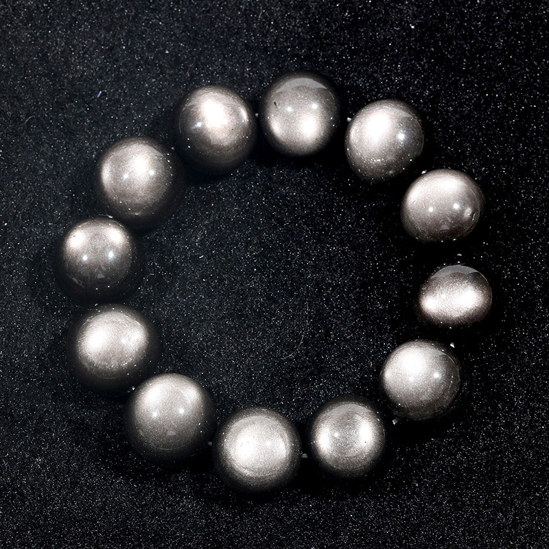 天然银曜石手串 高货大圆眼光亮双猫眼百搭东海可塘水晶宝石批发