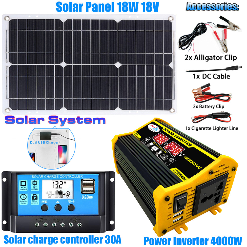 太阳能系统组合逆变器控制器太阳能板12V转220V/110V智能充放电