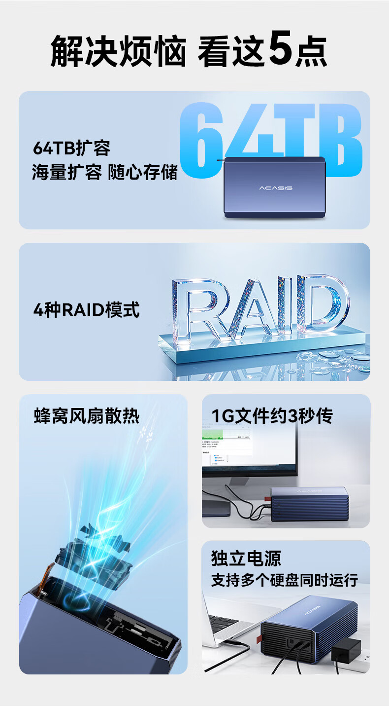 阿卡西斯USB3.0磁盘阵列盒2.5/3.5寸SATA机械硬盘RAID高速传输详情9