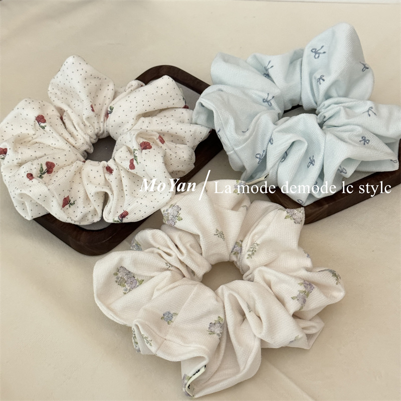 韩版小清新蝴蝶结碎花大肠发圈优雅丸子头皮筋低马尾发绳气质头绳