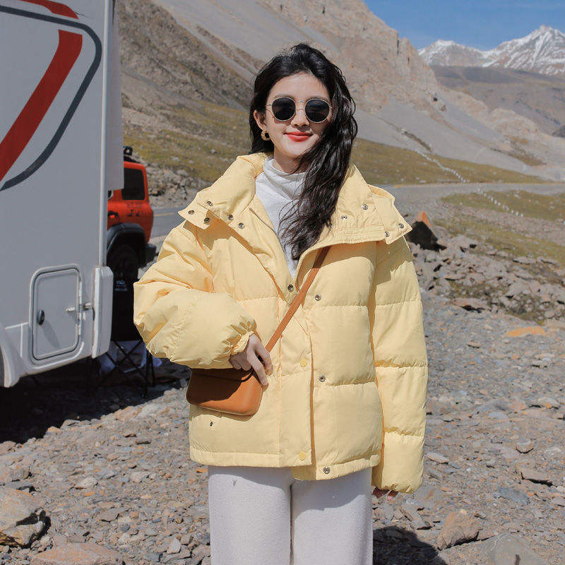 Short Down Jacket For Women 2022 New Small White Duck Down Custard Bag Loose Korean Winter Student Coat details Picture