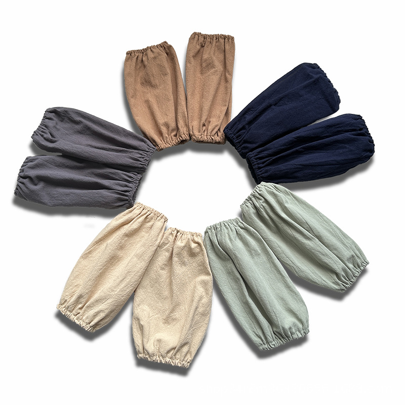 Wholesale breathable, cute for both men and women, pure cotton, stain-resistant, Japanese-style sleeves, solid color, home, kitchen, waterproof, children's art studio details Picture
