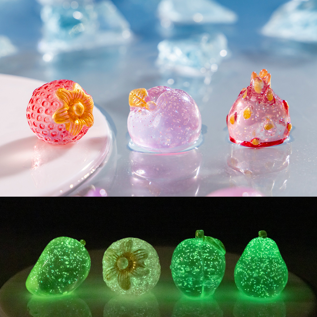 Douyin live streaming starry sky Sparkling Fruit cute Particle simulation food play blind bag Luminous decorative item diy resin accessories Specification image
