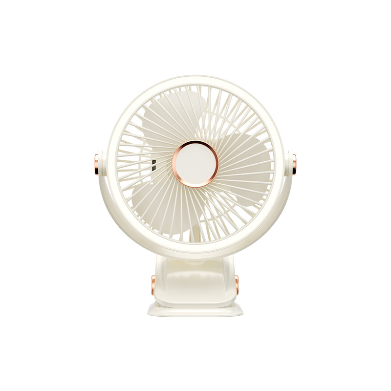 Clip-on USB mini fan, portable night light charging fan for mini student dormitories, desktop soft sound clip electric fan Item Picture