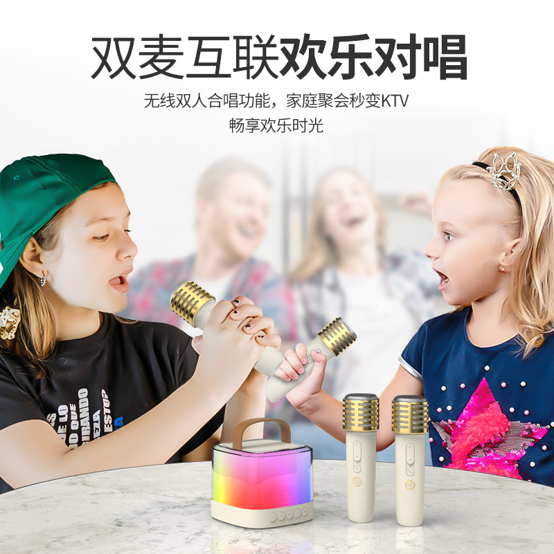 T7双唛无线蓝牙手提音响带话筒麦克风 K歌神器音箱家用便携式影音
