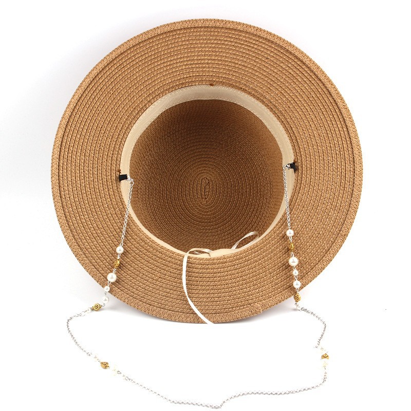 Manufacturers Direct Sun Hat Lady Korean Version Of Small Flat Top Hat Shade Outdoor Beach Straw Hat Female Wholesale details Picture