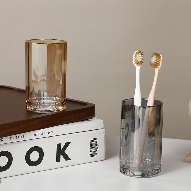 现代简约风水晶玻璃杯磨砂花瓶牙刷杯喝水啤酒化妆杯现货批发