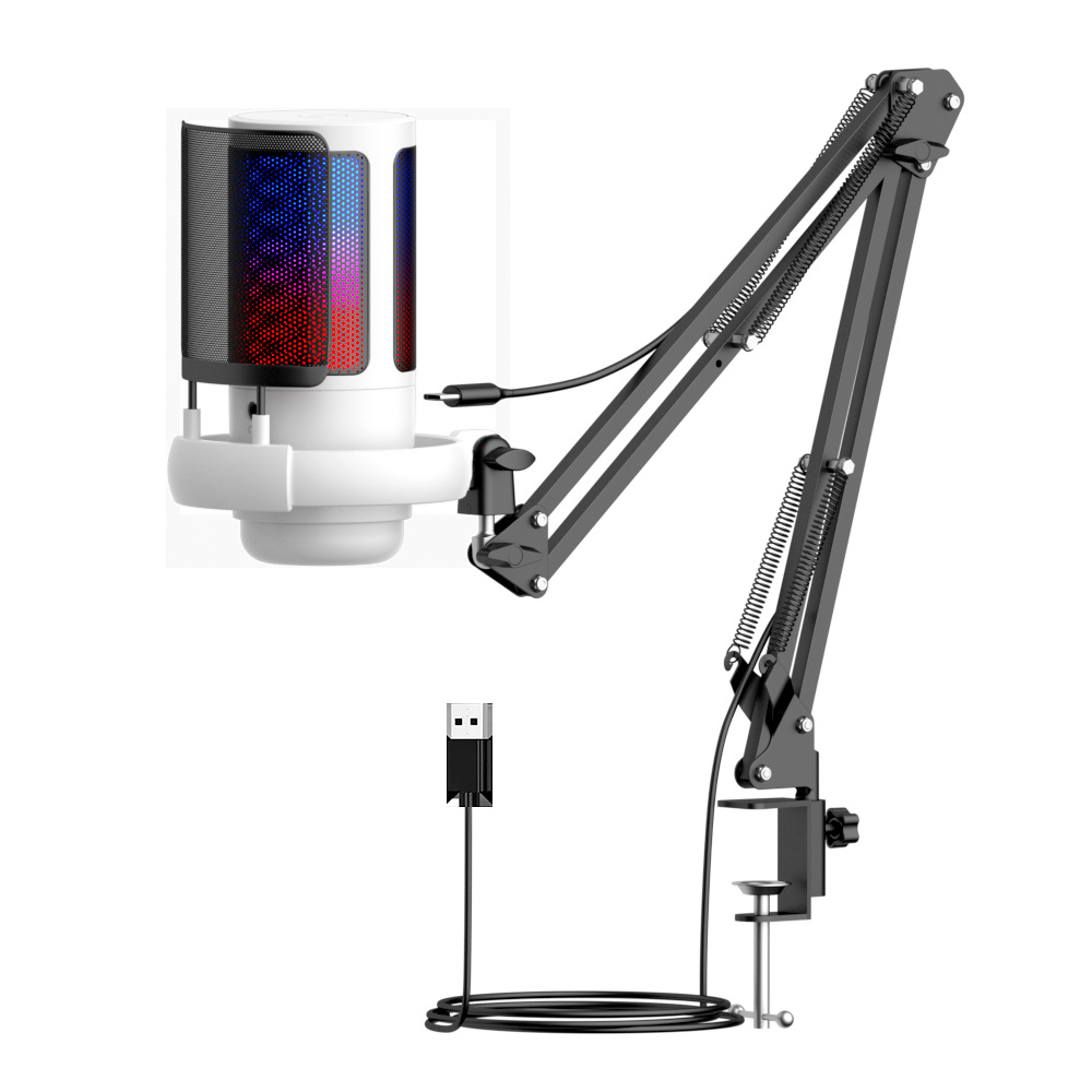 Me6s Game Microphone Usb Microphone Rgb Live Condenser Microphone Singing Recording Cross-Border Explosive Item Picture