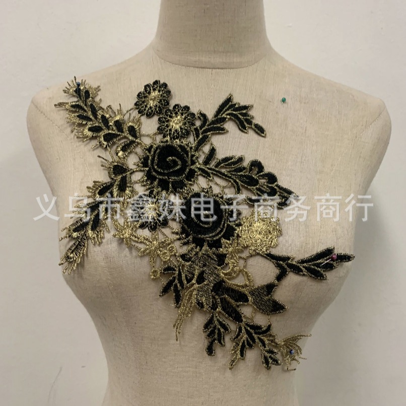 Colored clothing accessories, water-soluble three-dimensional multi-layer layered colored embroidery, collar flowers, corsages, ethnic style flower embroidery Specification image