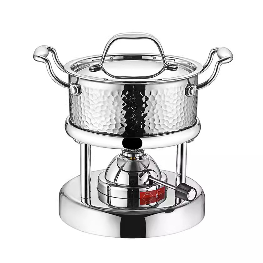 商用高端304不锈钢小火锅家用套装加厚复合钢火锅桌户外单人酒店