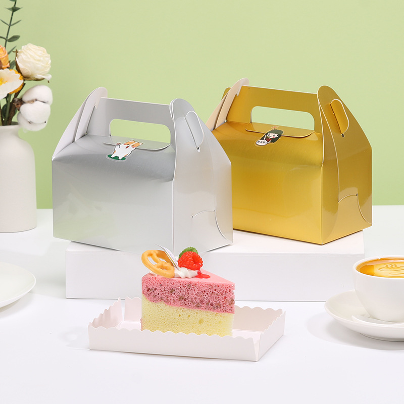 Hand-held pastry box, kraft paper baking cut pieces, mousse dessert packing box, afternoon tea packaging box, snowflake pastry box Specification image