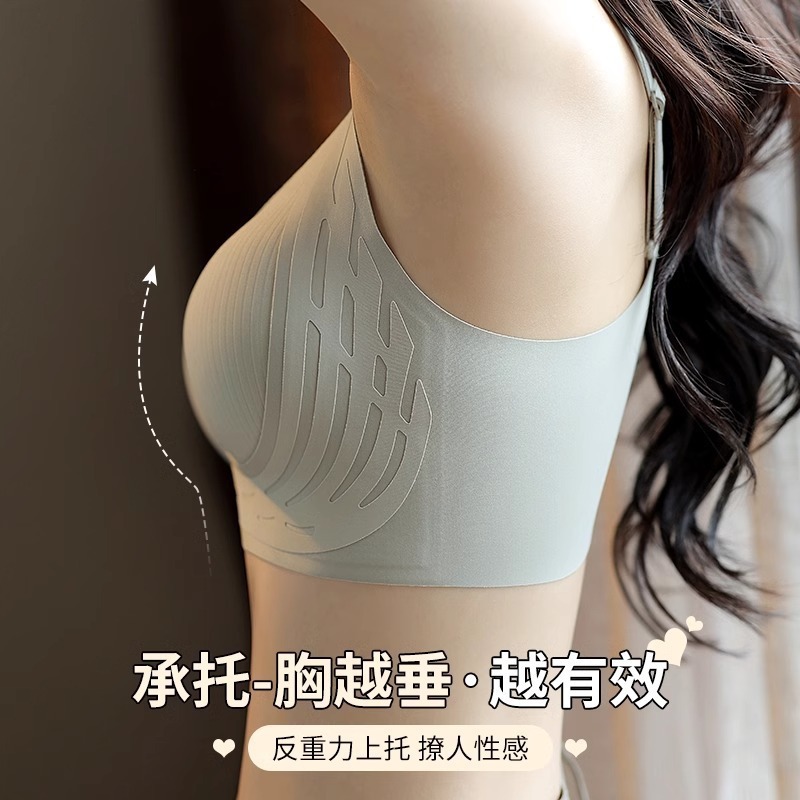 Women's wide-shoulder sports gathering one-piece latex-fixed cup bra with anti-sagging and non-reinforced undergarments Application Scenario