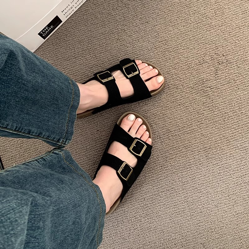 Thick-soled Boken slippers for women's summer outdoor wear 2026 new style casual retro Boken beach shoes French outdoor flip-flops details Picture