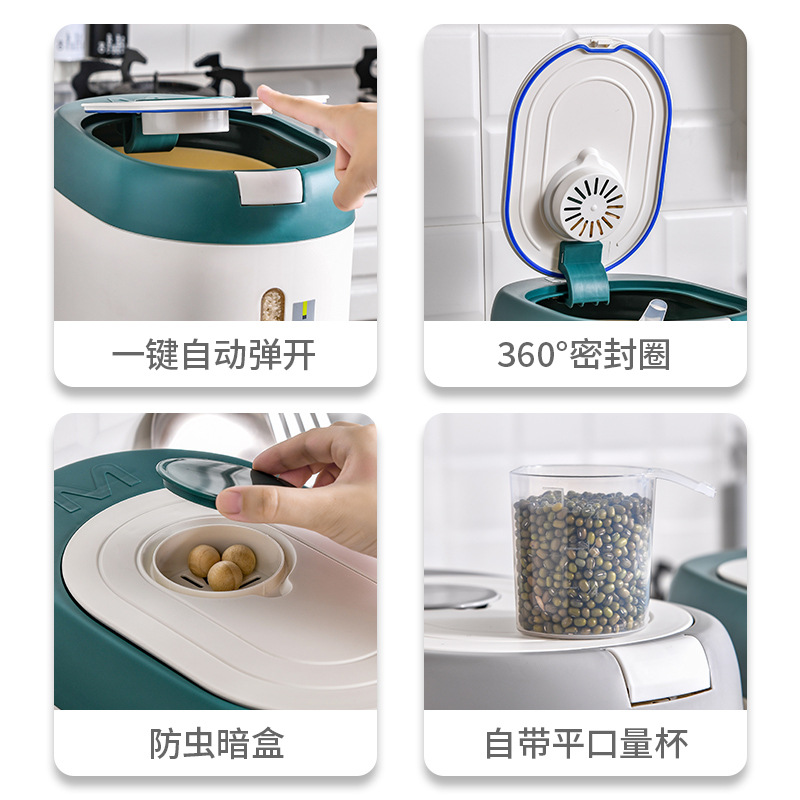 Rice Bucket Household Kitchen Insect-Proof Sealed Rice Storage Box Rice Cylinder Flour Bucket Storage Tank Rice Box Storage Box Application Scenario