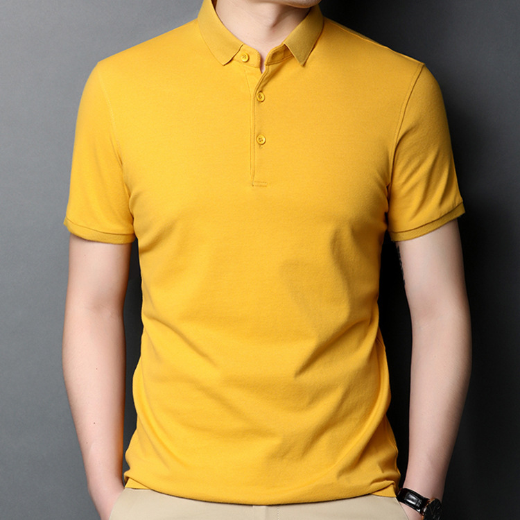 Summer new polo shirt, men's short-sleeved slim lapel T-shirt, solid color men's business casual top for young people
