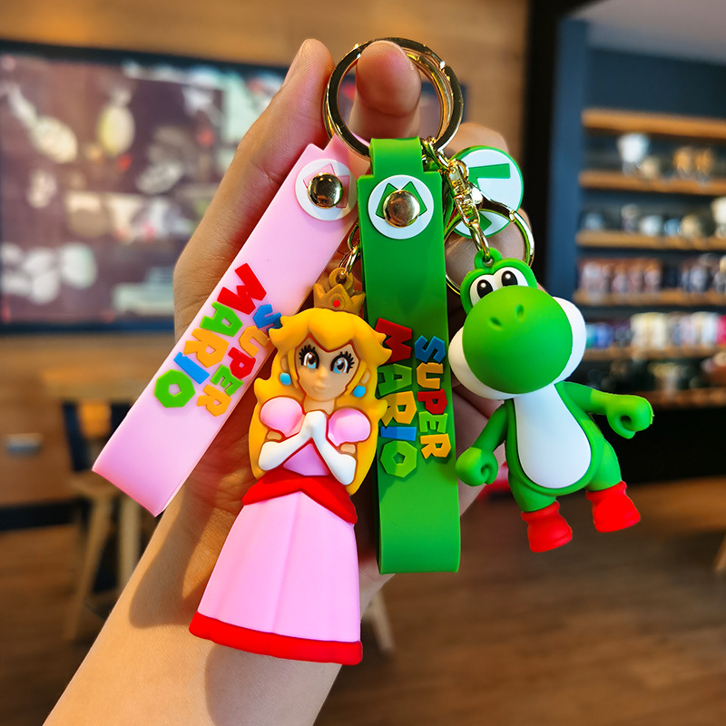 Super Mario Cartoon Cute Mario Key Chain Bubble Dragon Mario Key Chain Doll Soft Glue Pendant details Picture