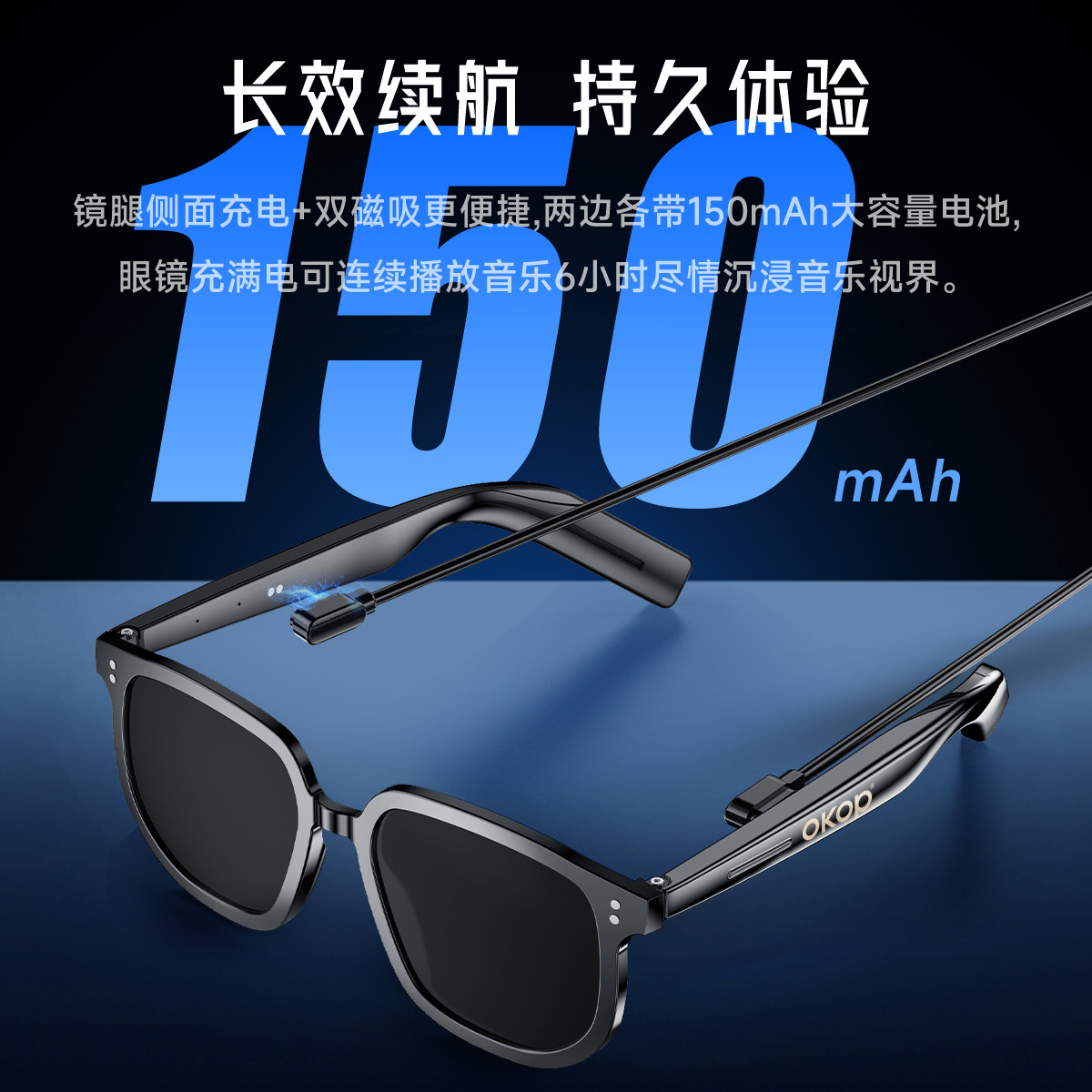 Y104 smart Bluetooth AI glasses, outdoor sports sunglasses, Bluetooth voice call and music cross-border bestsellers details Picture