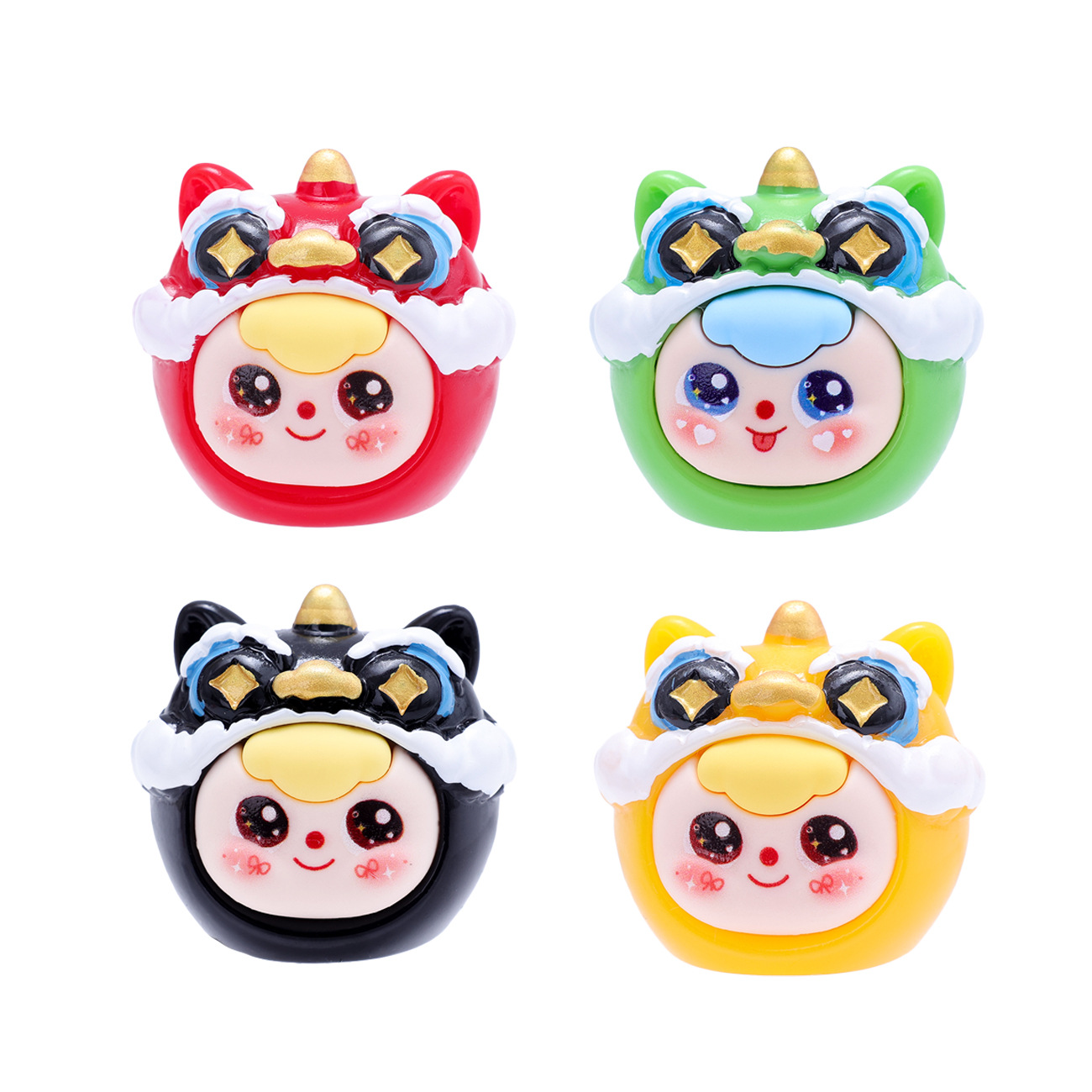 Cute and trendy lion-head figurines paired up, blind bags, desktop car-mounted Chinese-style decorative items, keys and accessories Item Picture