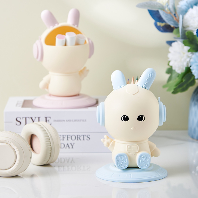 Songtai Can Rotate Creative Cute Desktop Rabbit Pen Holder Multi-Functional Home Living Room Office Stationery Storage Box