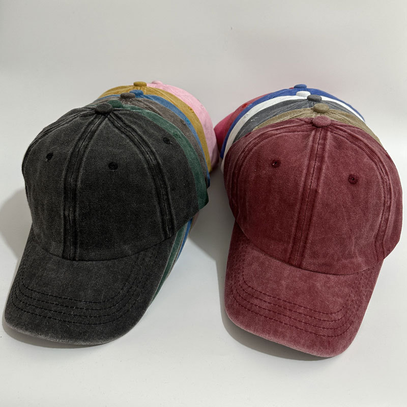 Washed Cotton Hat Baseball Cap Soft Cap Vintage Solid Color Custom Embroidered Logo Cross Border To Do Old Cowboy Hat Specification drawing