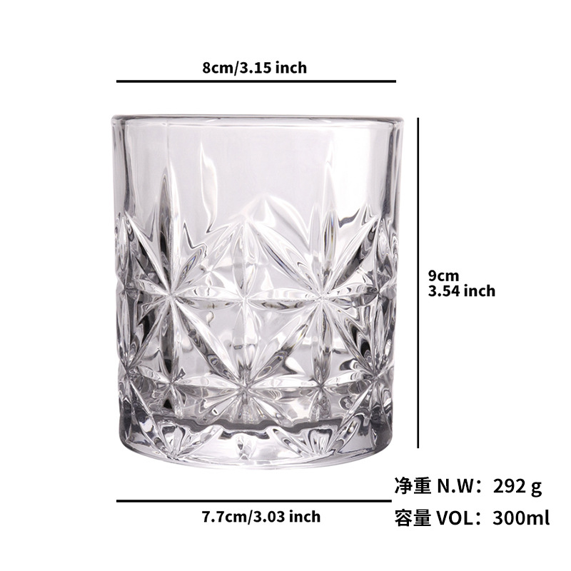 Embossed whisky wine glasses, glass cups, light luxury and high-end water cups, bar ktv spirits, engraved foreign liquor beer glasses Application Scenario