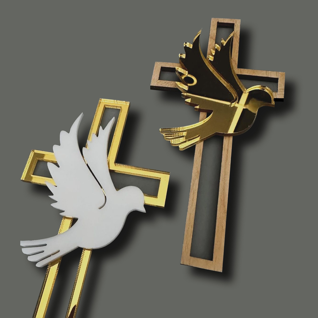 Cross Border Peace Pigeon Cross Cake Decoration Plug-In Baby Eucharist Baptism Party Decoration Cake Tag Application Scenario