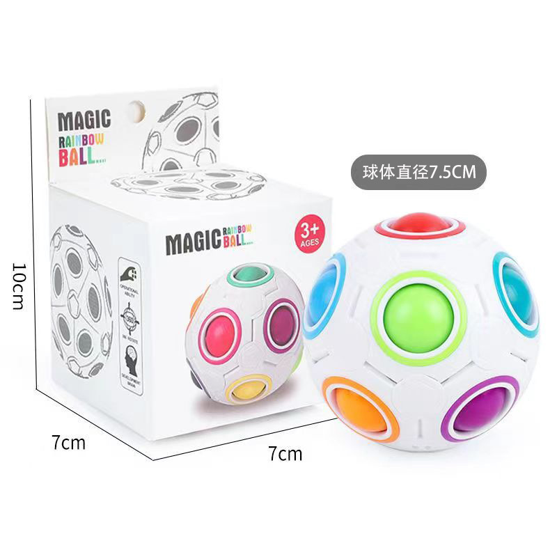 Cross-border Rubik's Cube Rainbow Ball, 12-hole Intelligence 3x3 Rubik's Cube, Pressure Relief Ball, Children's Magic Ruler, Educational toys wholesale Item Picture