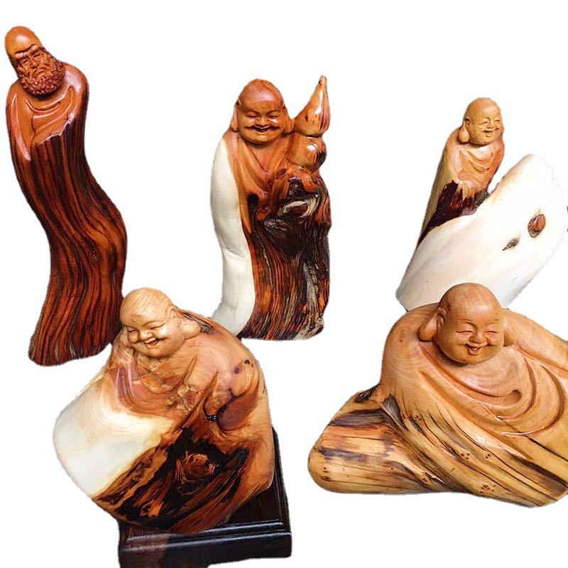 Cliff Cypress Root Carving Hand Carved Buddha Taihang Root Carving Aged Wood Carving With Type Decoration Yin And Yang Materials Item Picture