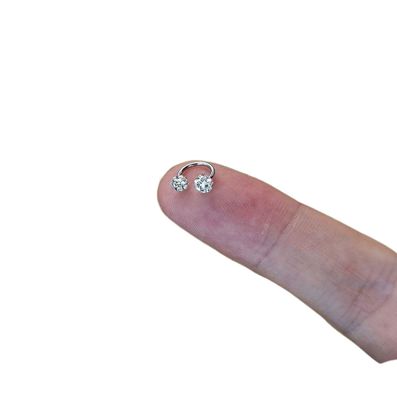 YY04 Super Flash Ear Bone Stud Women's Screw Buckle Fine Needle Dual-head Sleeping No Need to Remove Unique ear Stud ins Item Picture
