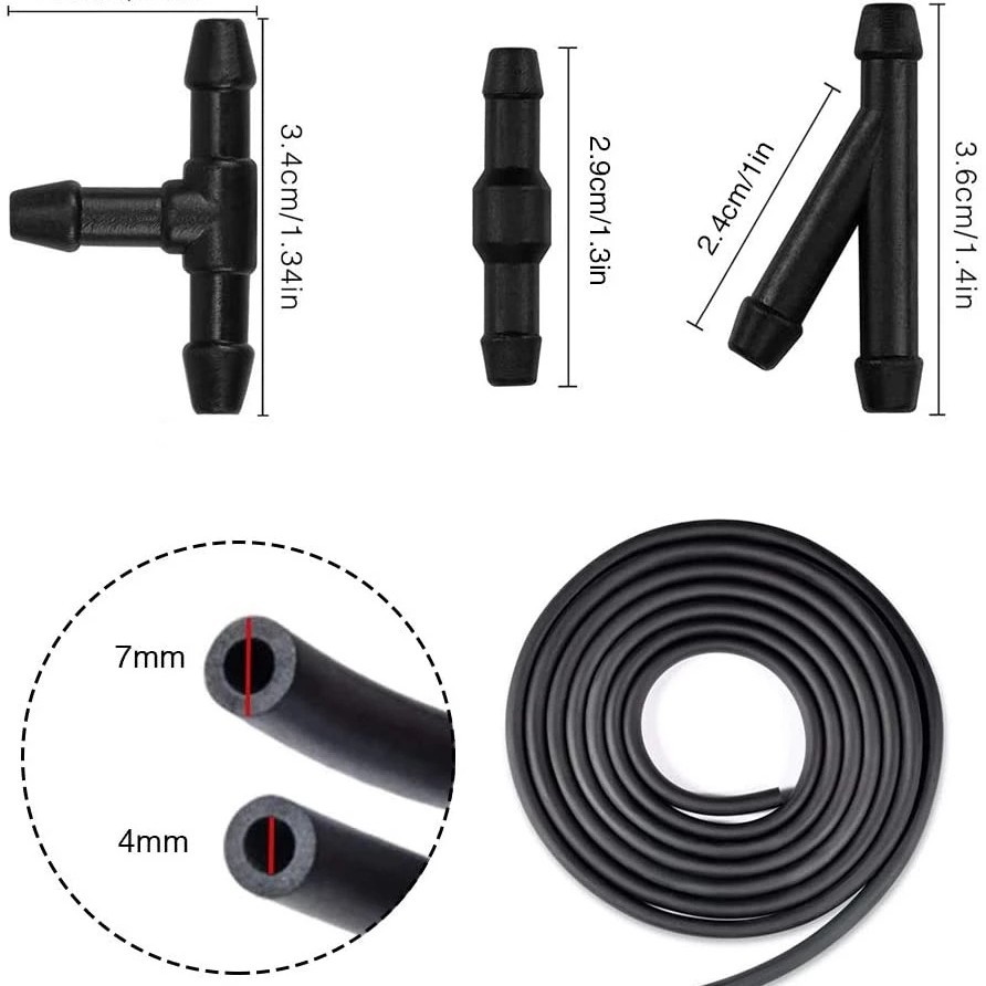 汽车雨刷喷水软管 玻璃清洗喷水管输水橡胶管DIY Washer Hose 4*7