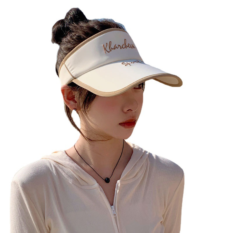 Hat Ladies Summer Empty Top Uv Sunblock Hat Large Overhang Face Duck Tongue Uv Protection Visor Cycling Sun Hat Item Picture