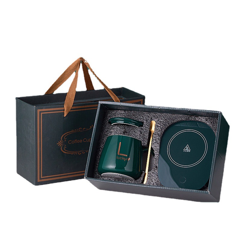Warm Cup 55 Degrees Constant Temperature Cup Gift Box Coffee Mug Heating Cup Set With Hand Gift Ceramic Cup Wholesale Item Picture